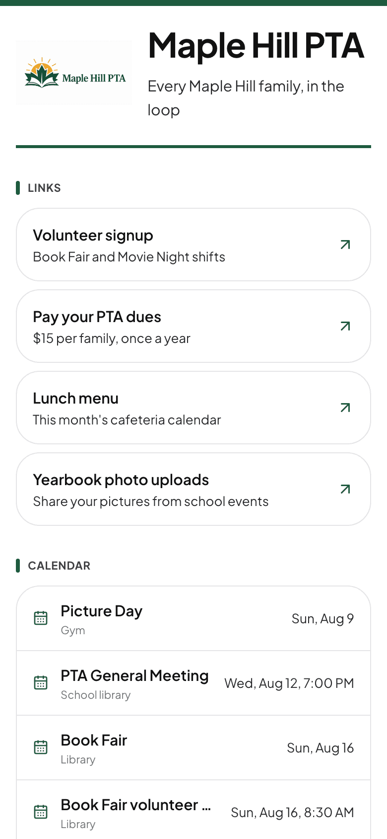 The same site on a phone