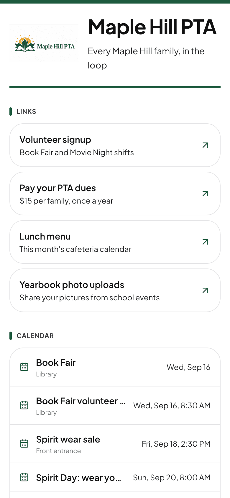 The same site on a phone